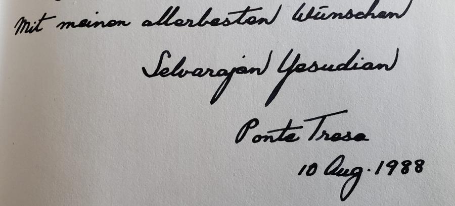 Widmung von Selvarajan Yesudian, Ponte Tresa 1988
