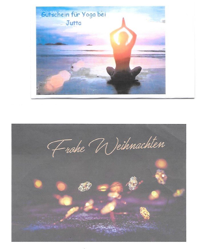 Beispiele für Yoga-Gutscheine des Yogazentrums Markgräflerland